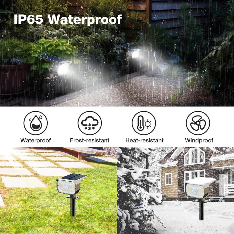 nipify 6 Pack Solar Lights Outdoor Waterproof, Motion Sensor Spot Lights 3 Modes Solar Powered Spotlights 2-in-1 Auto On/Off Landscape Lighting for Outside Yard Wall Garden, Cool White - Image 5